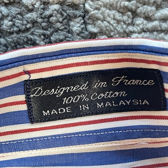 Faconnable Mens Red Blue White Striped Button Down Shirt Long Sleeve 5 16.5 R - Picture 6 of 9